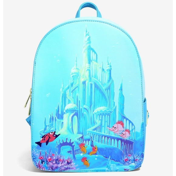 LOUNGEFLY The Little Mermaid Castle Mini Backpack & Cardholder - Picture 4 of 13